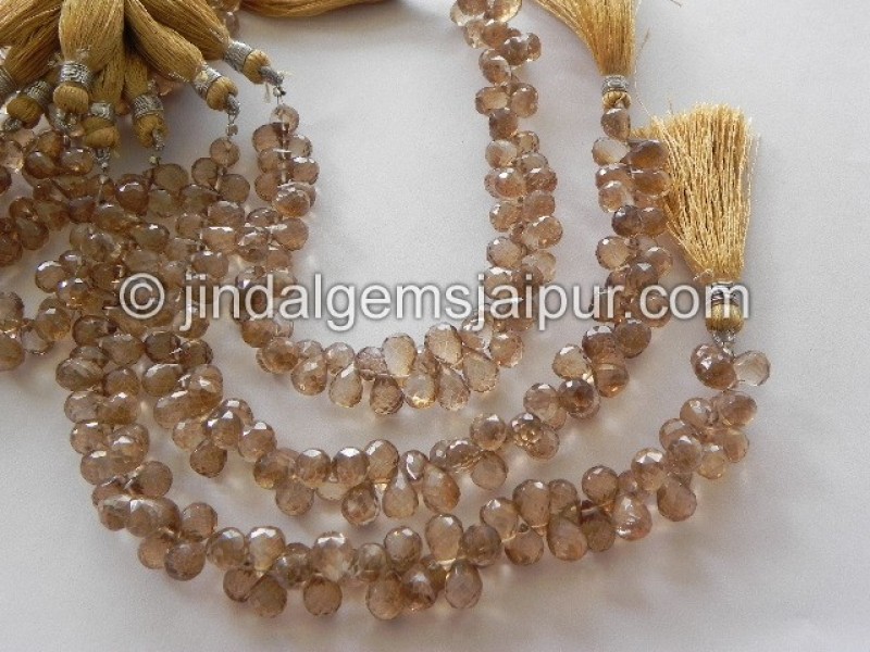 Coffee Quartz Faceted Drops Shape Beads